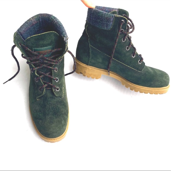 Wolverine Wilderness Green Suede Hiker Boots Plaid - Picture 2 of 11